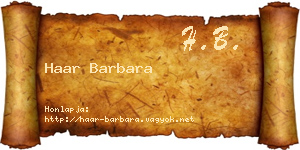 Haar Barbara névjegykártya